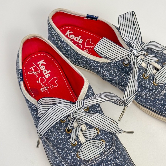 Taylor Swift Keds Lace-Up Blue Polka Dot Sneakers β Size 7.5 ππβ¨ - Picture 1 of 7